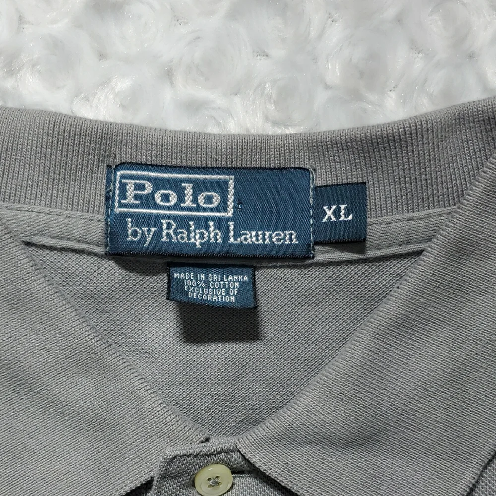 Ralph Lauren Gray Polo Shirt with Green Logo Mens XL
